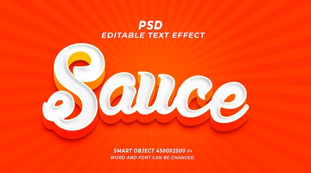 Sauce 3d editable text effect psd template with cute background