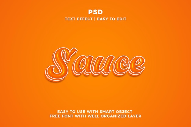 Sauce 3d editable text effect style psd with background