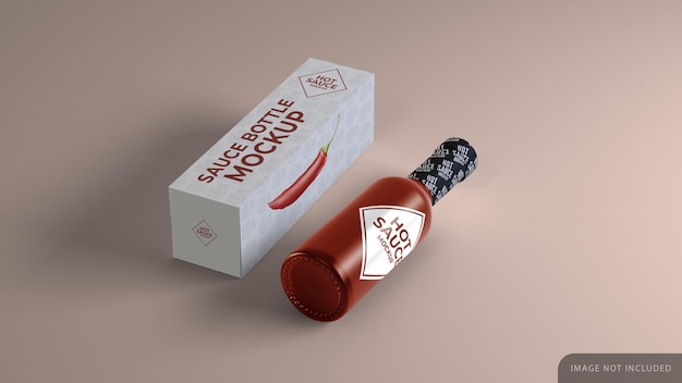 Sauce bottle mockup with box