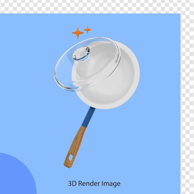 Sauce pan kitchen icon 3d rendering