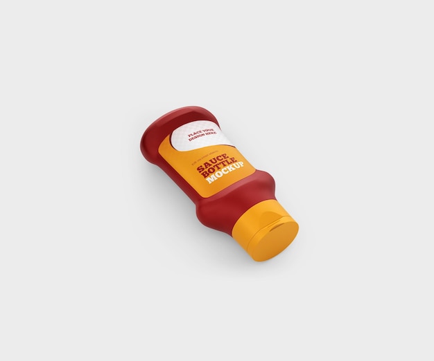 Modello psd mockup di bottiglia di plastica per salsa