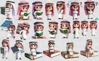 PSD saudi 3d caracters a collection of figurines of various people