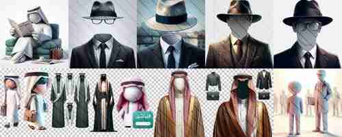 PSD saudi 3d caracters a collection of figurines of various people