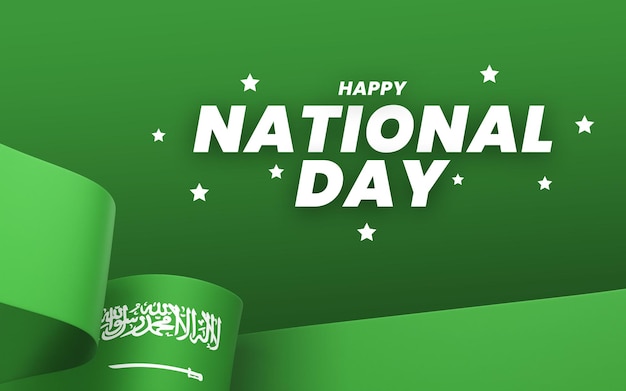 Saudi Arabia flag design national independence day banner editable text and background