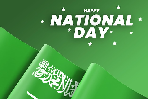 PSD saudi arabia flag design national independence day banner editable text and background