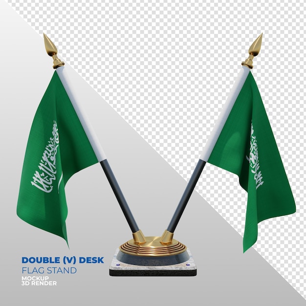 PSD Саудовская аравия реалистичная 3d текстурированная подставка для флага с двойным столом для композиции