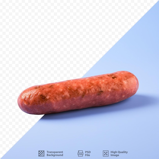 A sausage that is on a blue background