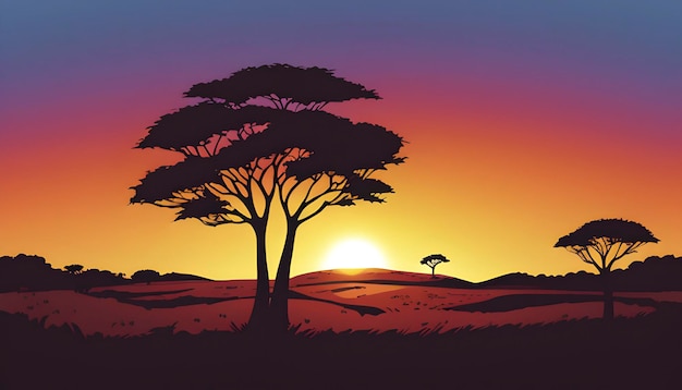 Savanna landscape illustration