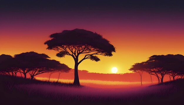 PSD savanna landscape illustration