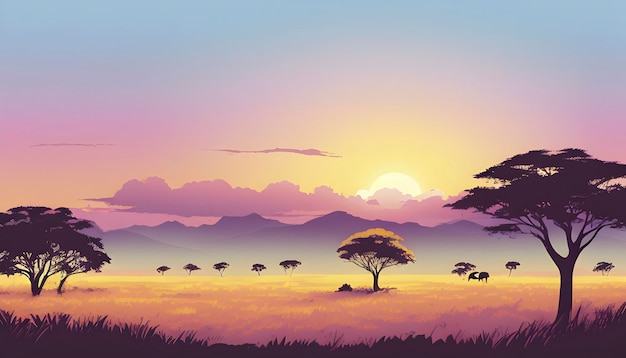 PSD savanna landscape illustration