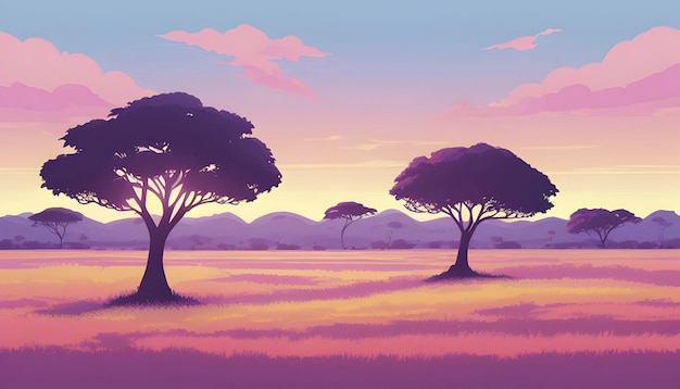 PSD savanna landscape illustration