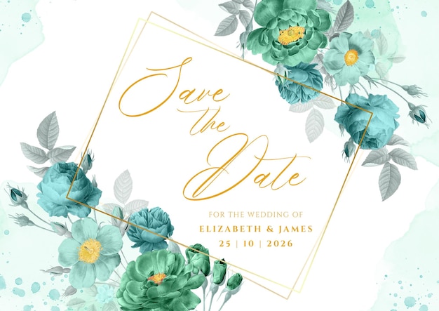 PSD save the date background with romantic floral