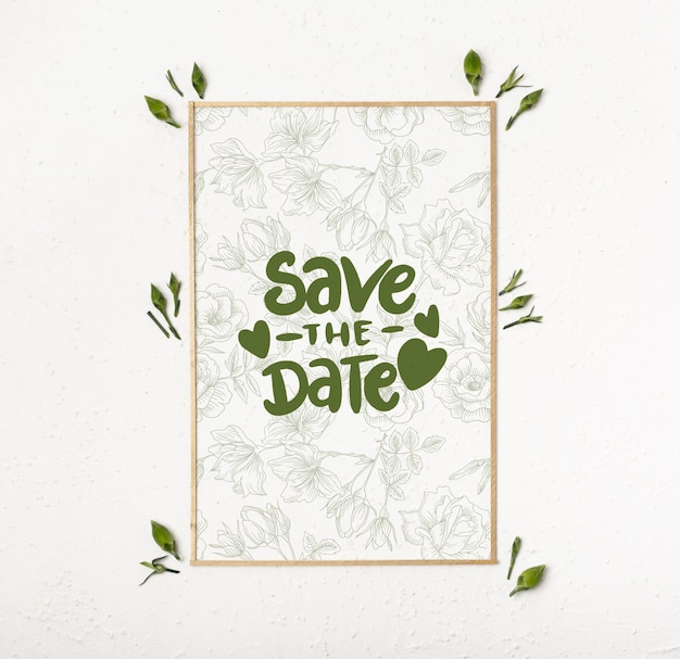 PSD save the date flowers concept mock-up