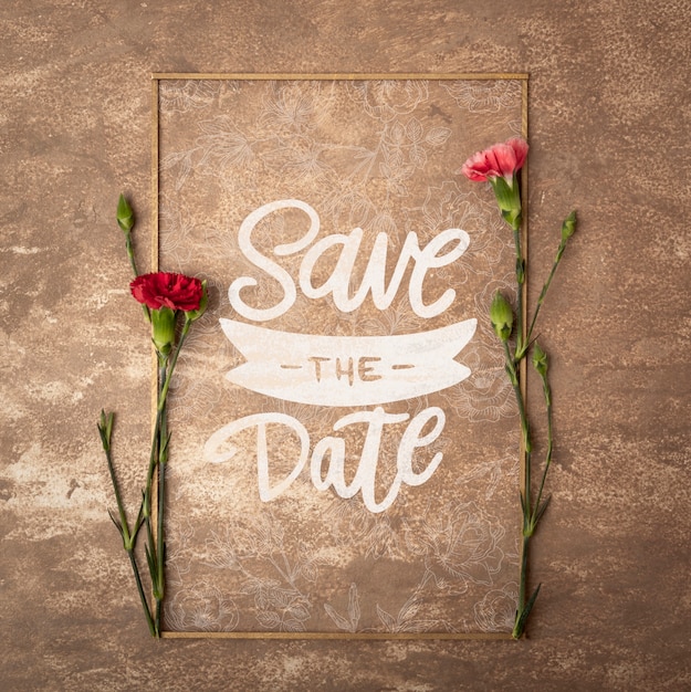 PSD save the date flowers concept mock-up