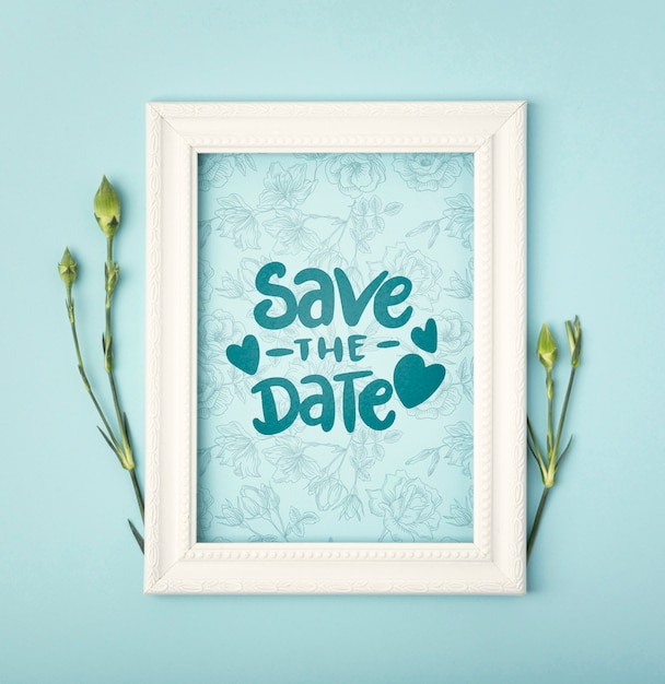 PSD save the date flowers concept mock-up