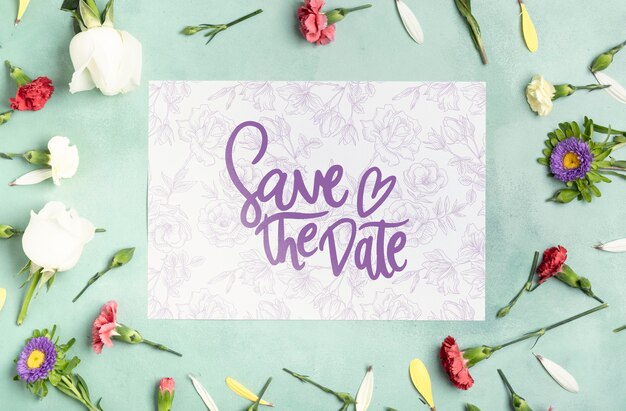 Save the date flowers concept mock-up