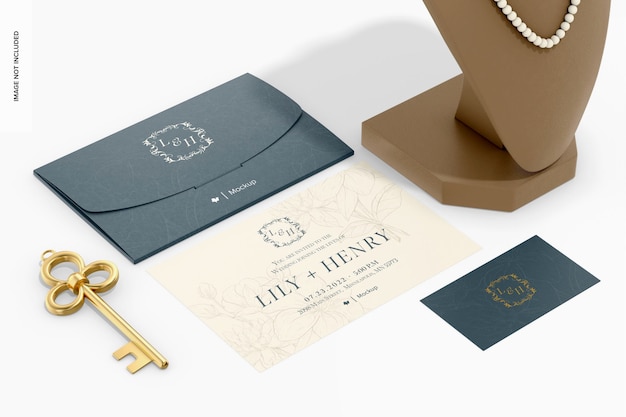 Save the date invitation card mockup perspecitve