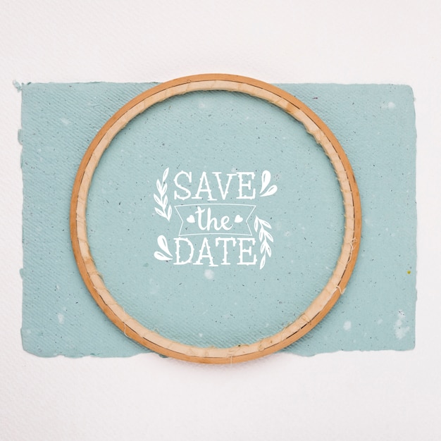 Save the date mock-up minimalist top view