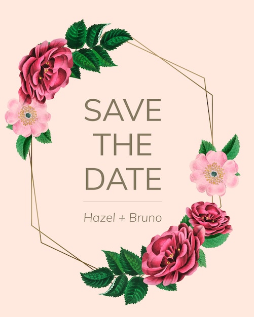 save the date mockup with roses