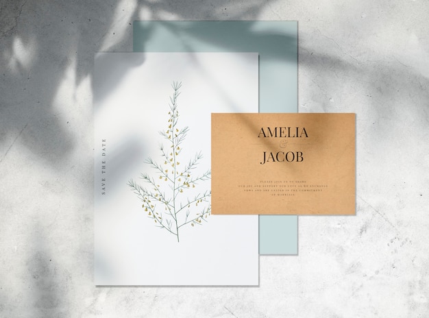 save the date wedding invitation card mockup