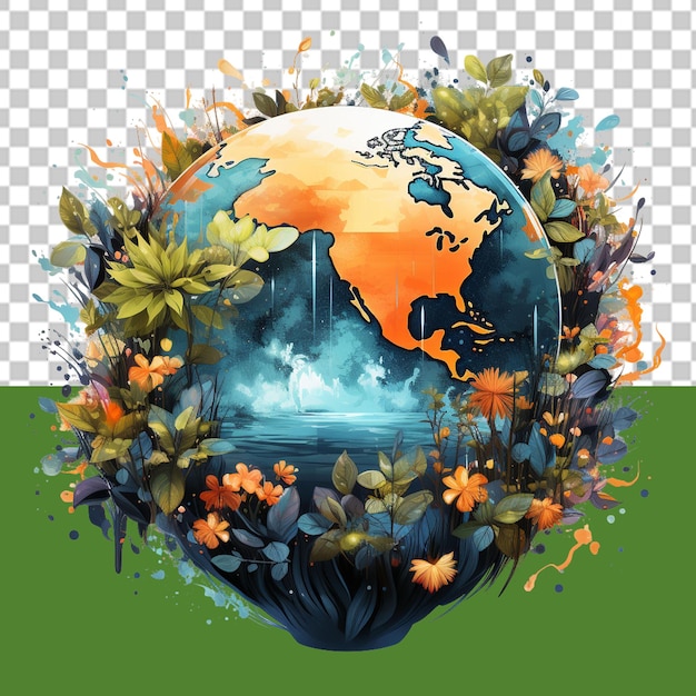 PSD save the earth png illustration