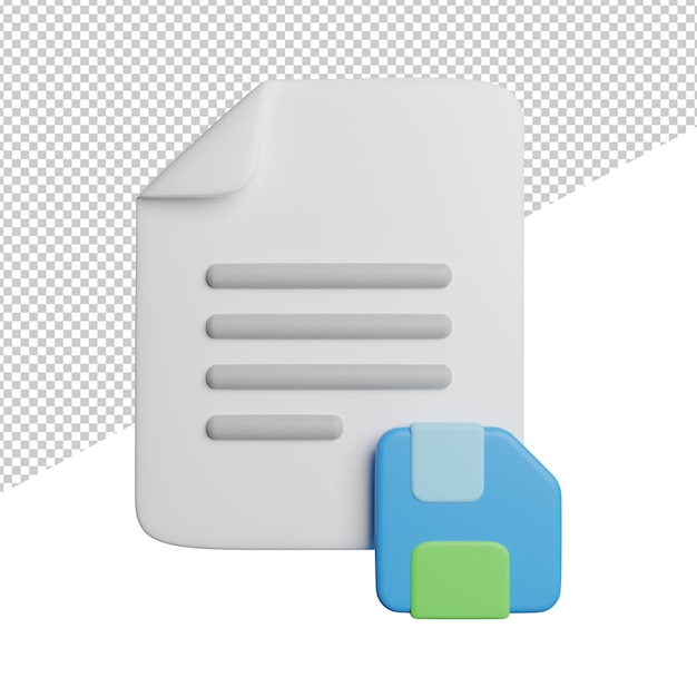 Save File Document front view 3d rendering icon illustration on transparent background