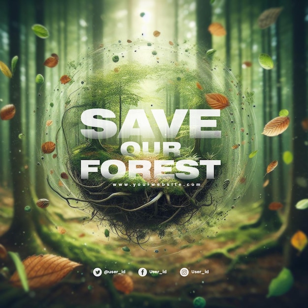 PSD 私たちの森林地球環境のバナーテンプレートを保存してください