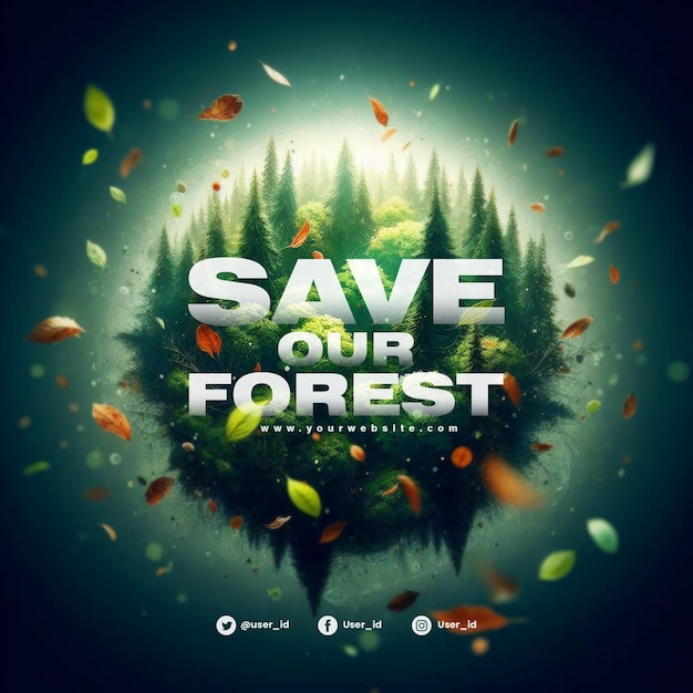 PSD save our forest earth environment banner templates