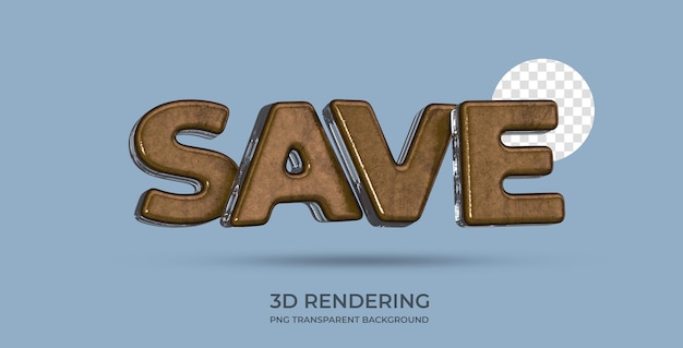 Сохранить Стиль текста 3D-рендеринг с прозрачным фоном