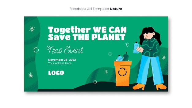 Save the planet environmental event social media promo template