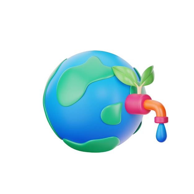 Save water 3D icon for ecology and earth