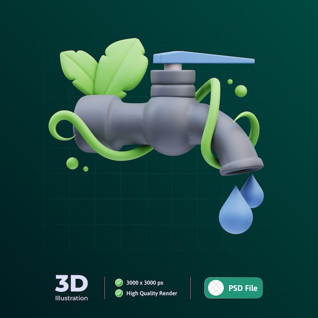 PSD risparmiare acqua illustrazione 3d