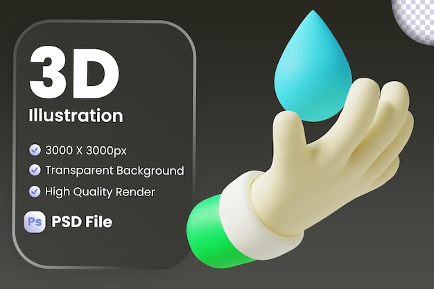 PSD risparmiare acqua illustrazione 3d