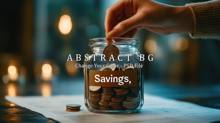 PSD saving money with a coin jar