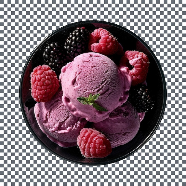 PSD savor the unique flavor of black raspberry in a creamy ice cream isolated on transparent background