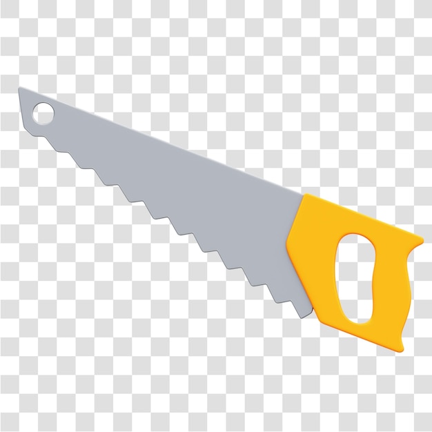 PSD saw 3d rendering icon isolated transparent background