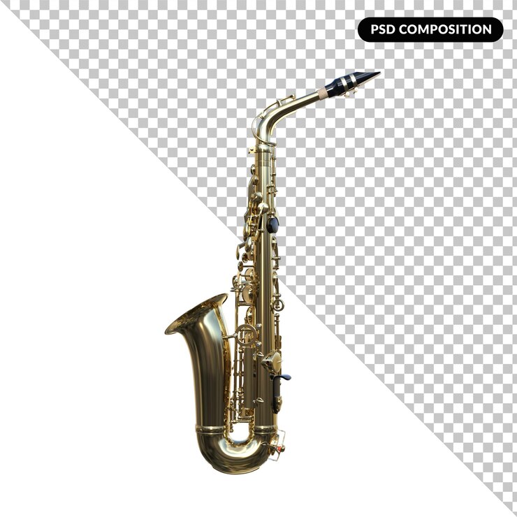 PSD 색소폰 고립 3d