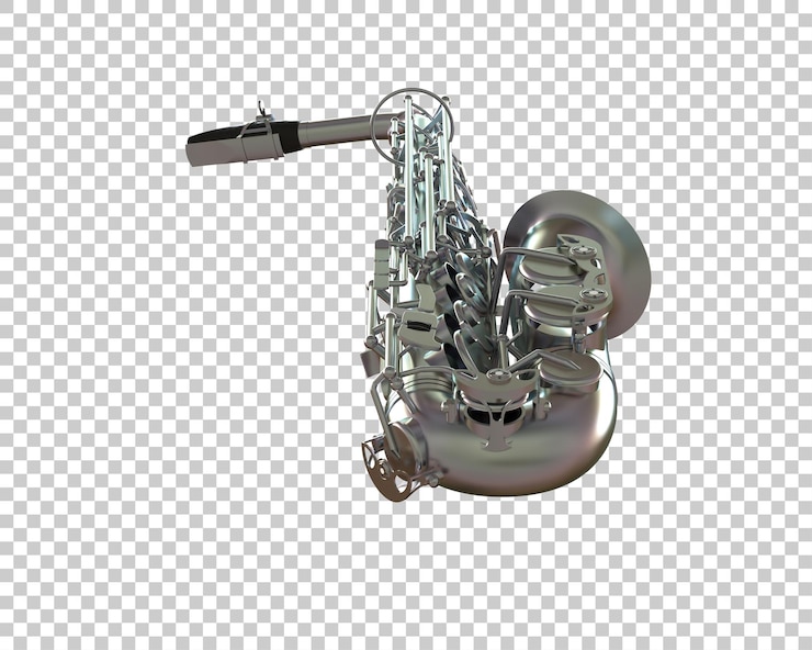 PSD saxophone isolated on background 3d rendering illustration