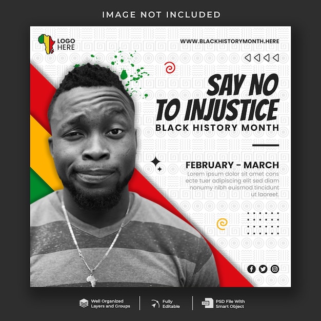 PSD say no to injustice social media banner template
