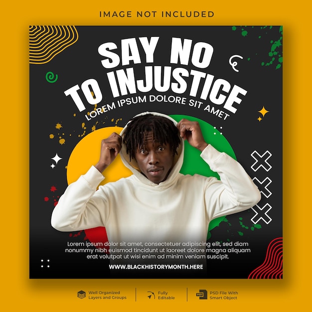 PSD say no to injustice social media banner template