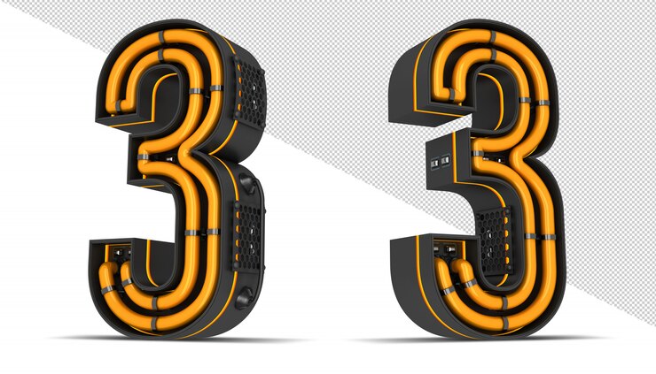 PSD sayı neon ışığı 3d render illüstrasyonu