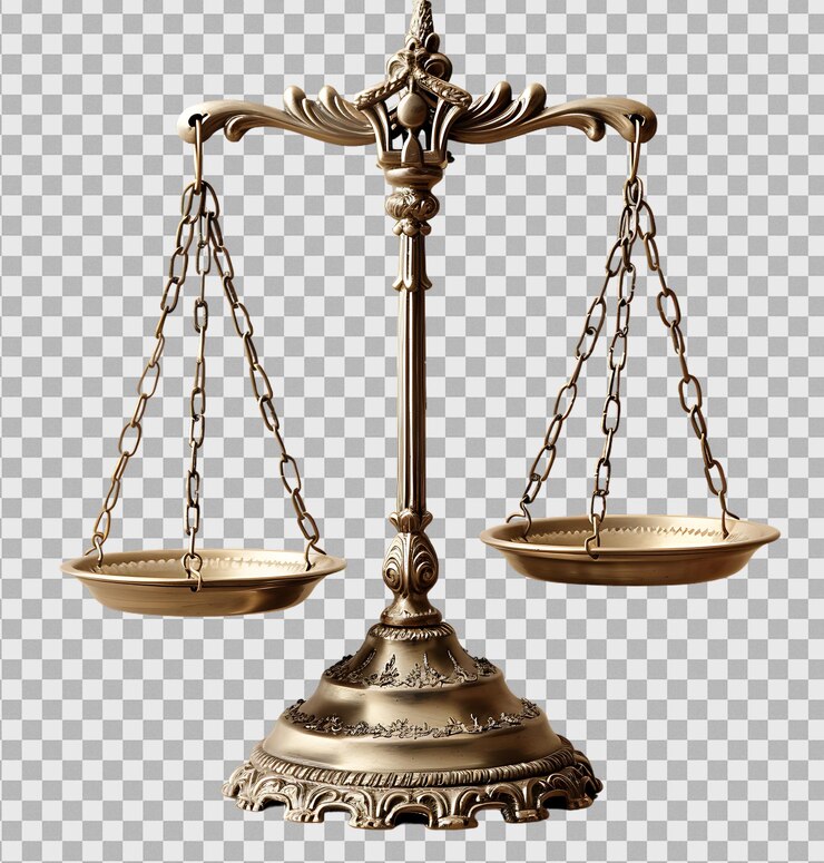 Scales of justice on isolated transparent background