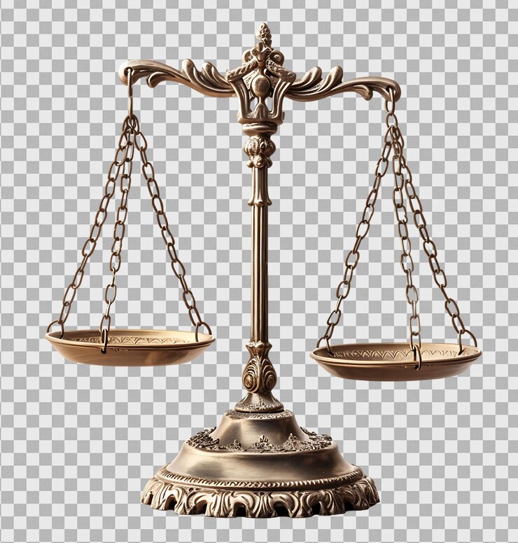 Scales of justice on isolated transparent background
