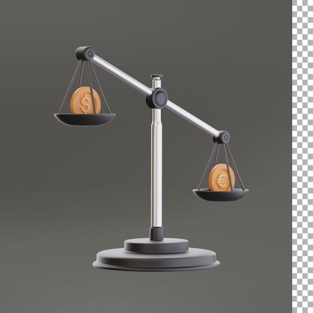 Scales With Coin 3d Illustration