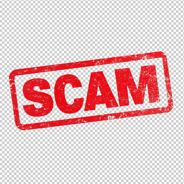 PSD scam stamp on transparent background