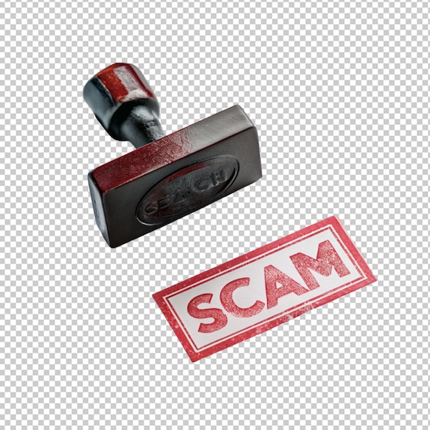 PSD scam stamp on transparent background