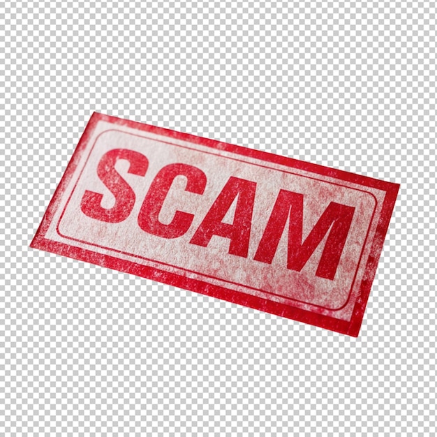 PSD scam stamp on transparent background