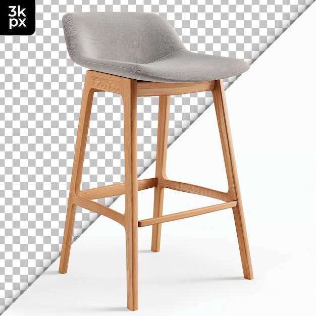 PSD scandinavian bar stool isolated on transparent background