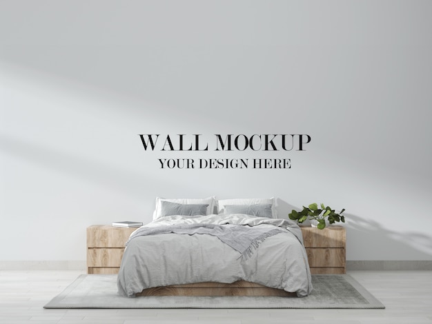 Scandinavian bedroom wall mockup