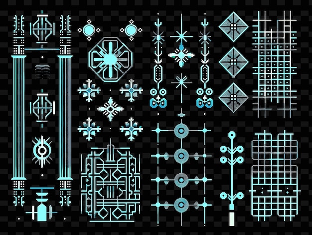 PSD scandinavian style trellises pixel art with clean lines and creative texture y2k neon item designs